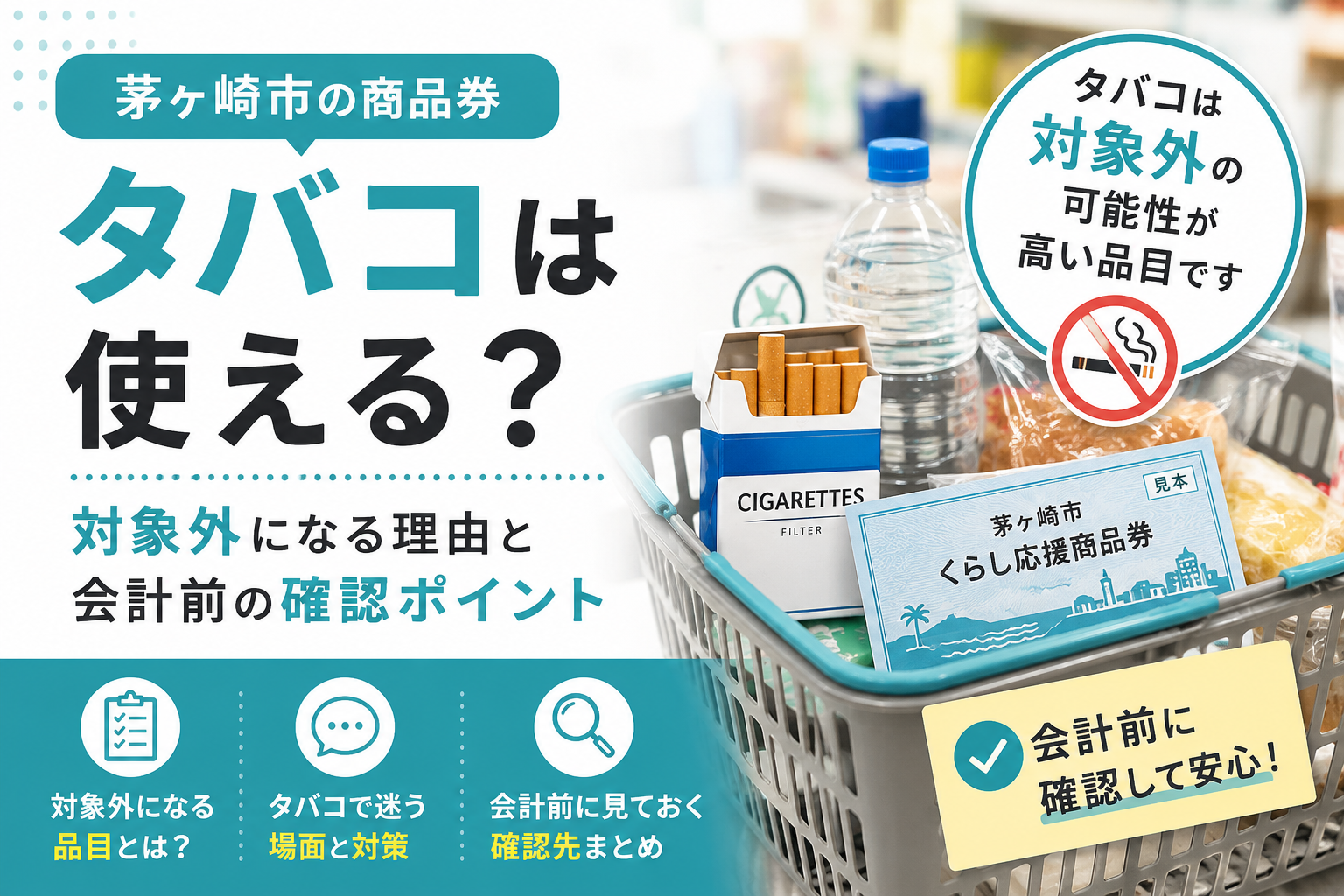 茅ヶ崎市】くらし応援商品券で買えないものは？タバコ・切手・金券の
